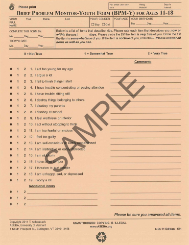 BPM-Y  BRIEF PROBLEM MONITOR - YOUTH FORM FOR AGES 11-18 (50 per Package)